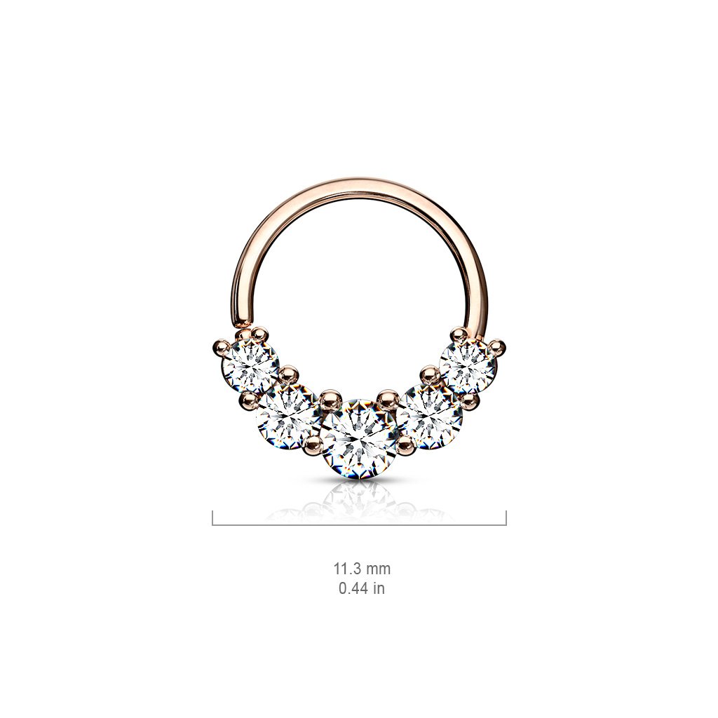 16 Gauge Chunky Half Crystal Cut Hoop Ring