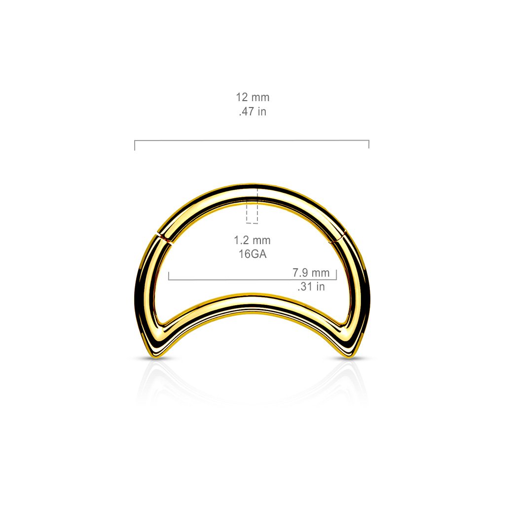 16 Gauge Hinged Crescent Moon Hoop Ring