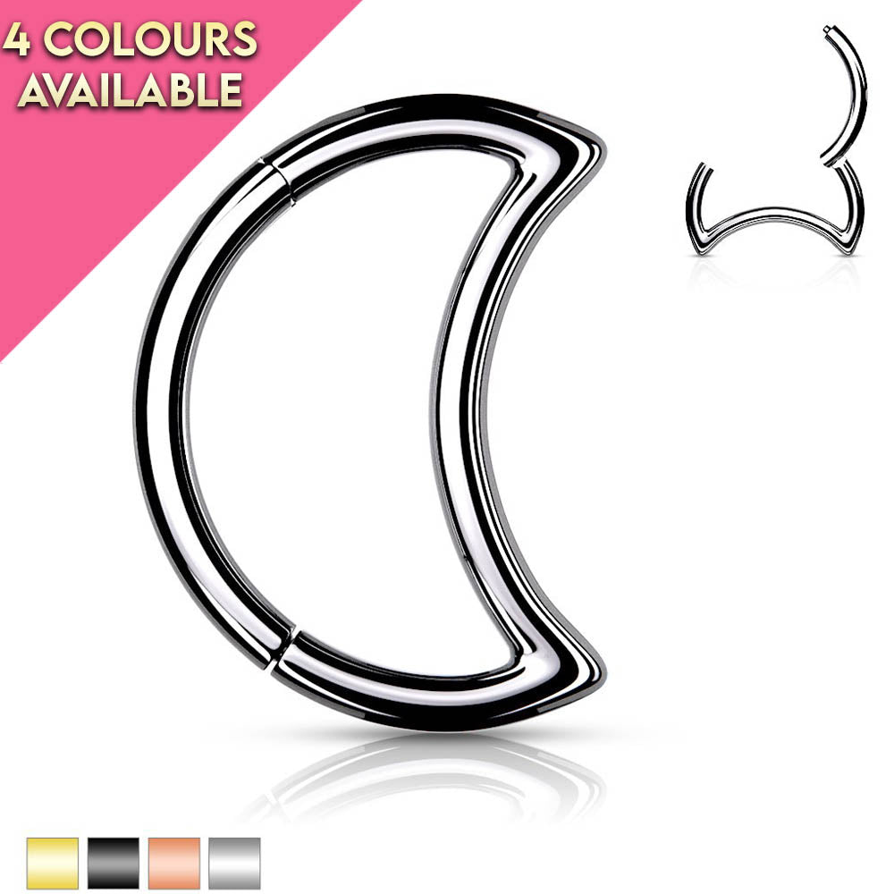 16 Gauge Hinged Crescent Moon Hoop Ring