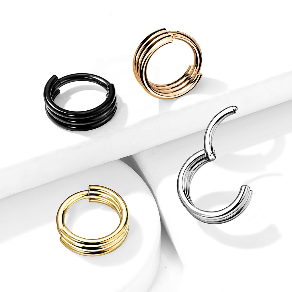 Cherry Diva Hinged Hoop Ring 16 Gauge Hinged Triple Hoop Ring For Nose & Ear