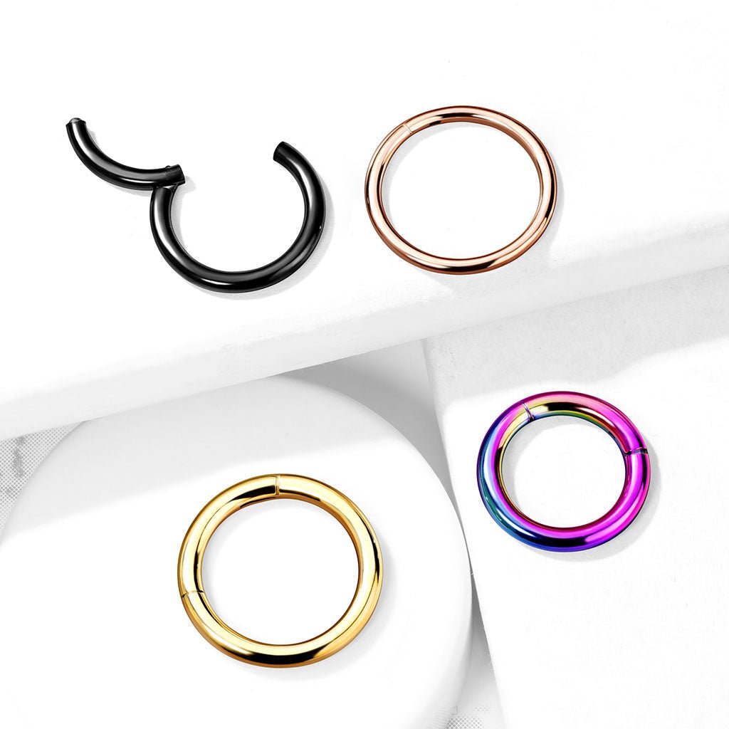 Cherry Diva Hinged Hoop Ring 16 Gauge Titanium Anodized PVD Hinged Hoop Rings