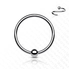 Cherry Diva Hoop Ring Silver 18 Gauge Titanium Fixed Ball Bendable Hoop Ring