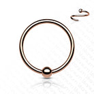 Cherry Diva Hoop Ring Rose Gold 18 Gauge Titanium Fixed Ball Bendable Hoop Ring