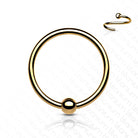 Cherry Diva Hoop Ring Gold 18 Gauge Titanium Fixed Ball Bendable Hoop Ring