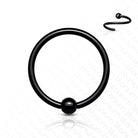 Cherry Diva Hoop Ring Black 18 Gauge Titanium Fixed Ball Bendable Hoop Ring