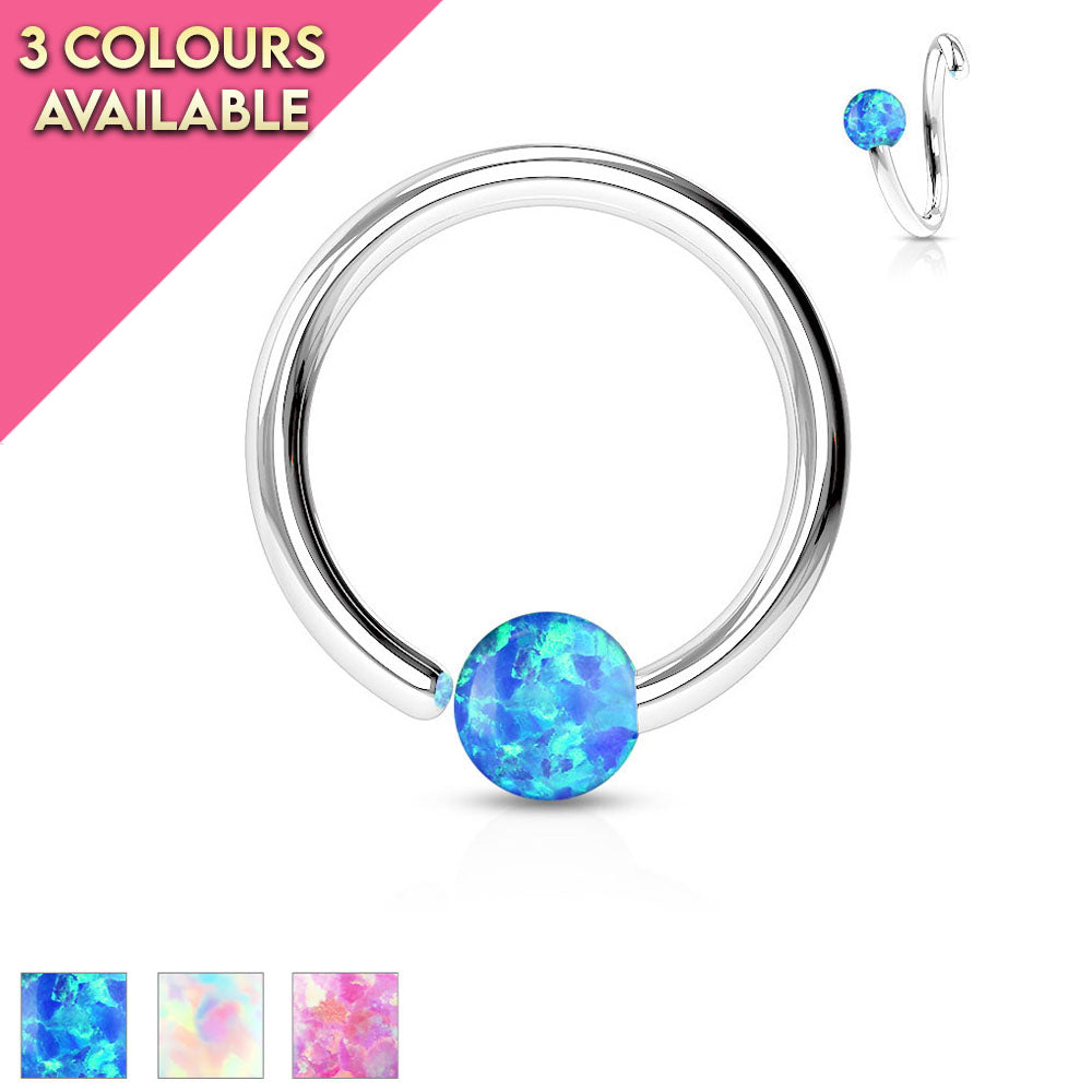 20 Gauge Bendable Cut Ring With Opal Ball End