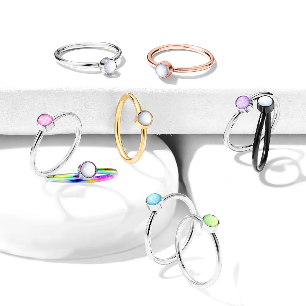 Cherry Diva Bendable Hoop Ring 20 Gauge Opal Bendable Hoop Ring For Nose & Ear
