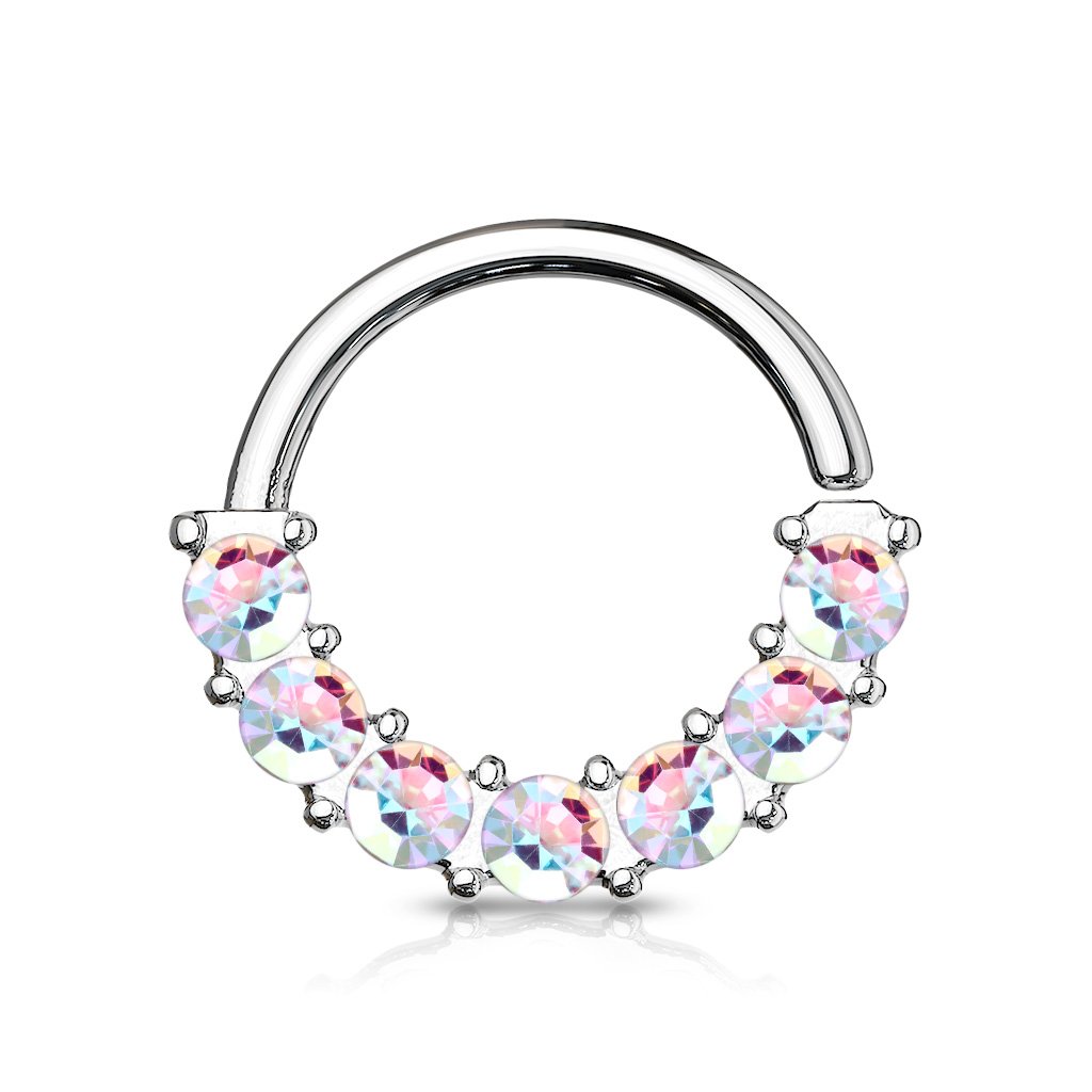 Half Crystal Bendable Cut Hoop Ring