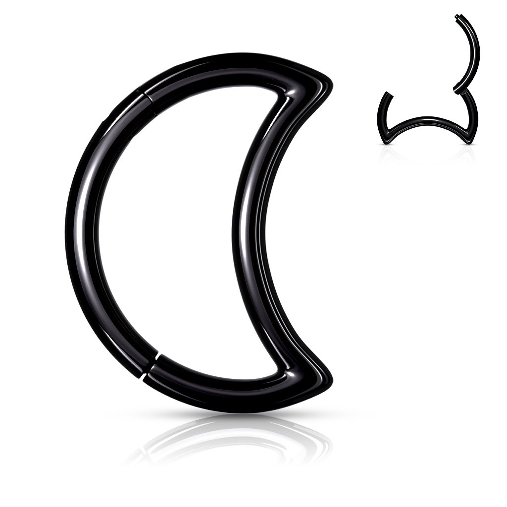 16 Gauge Hinged Crescent Moon Hoop Ring