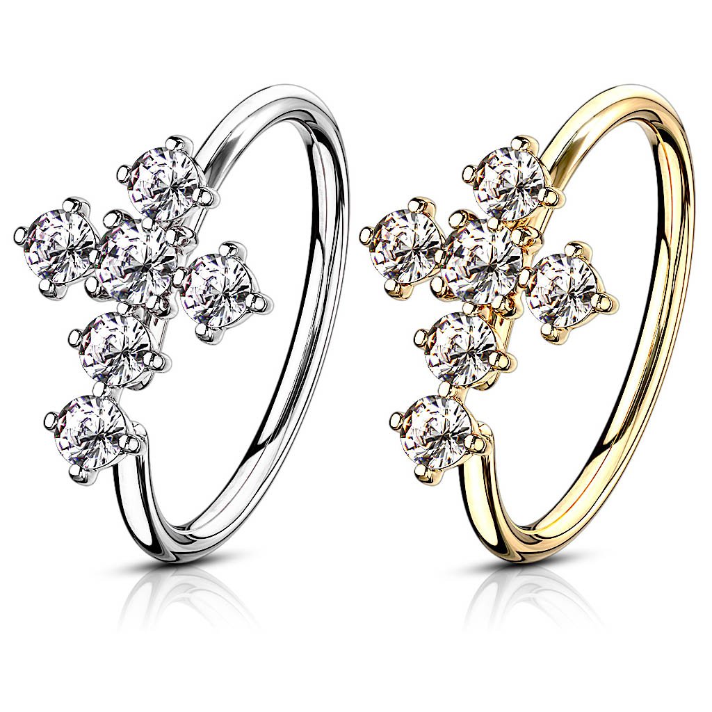 Crystal Cross Hoop Ring For Nose & Ear Cartilage
