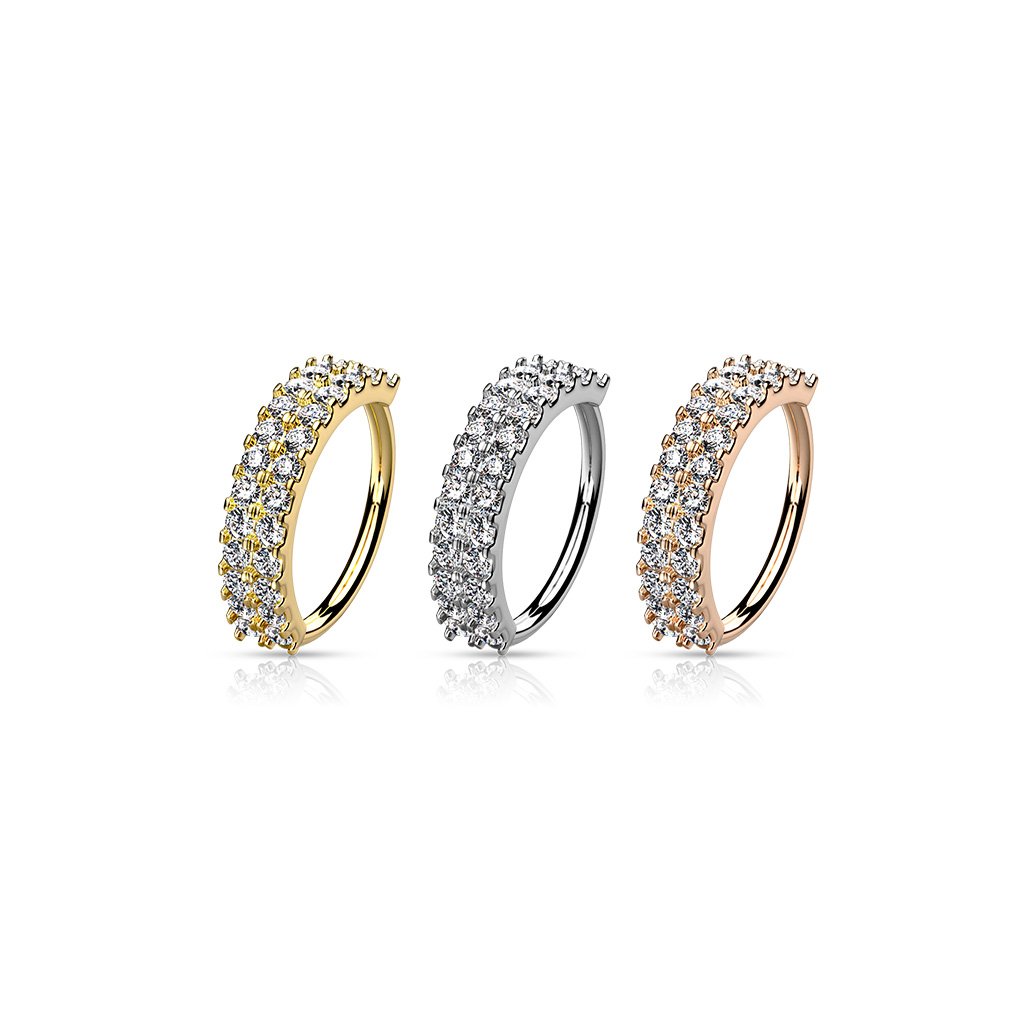 Double Jewelled Hoop Ring For Nose & Ear Cartilage