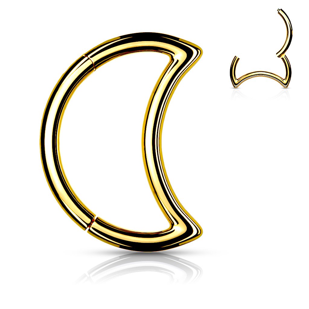 Cherry Diva Hoop Ring GOLD 16 Gauge Hinged Crescent Moon Hoop Ring