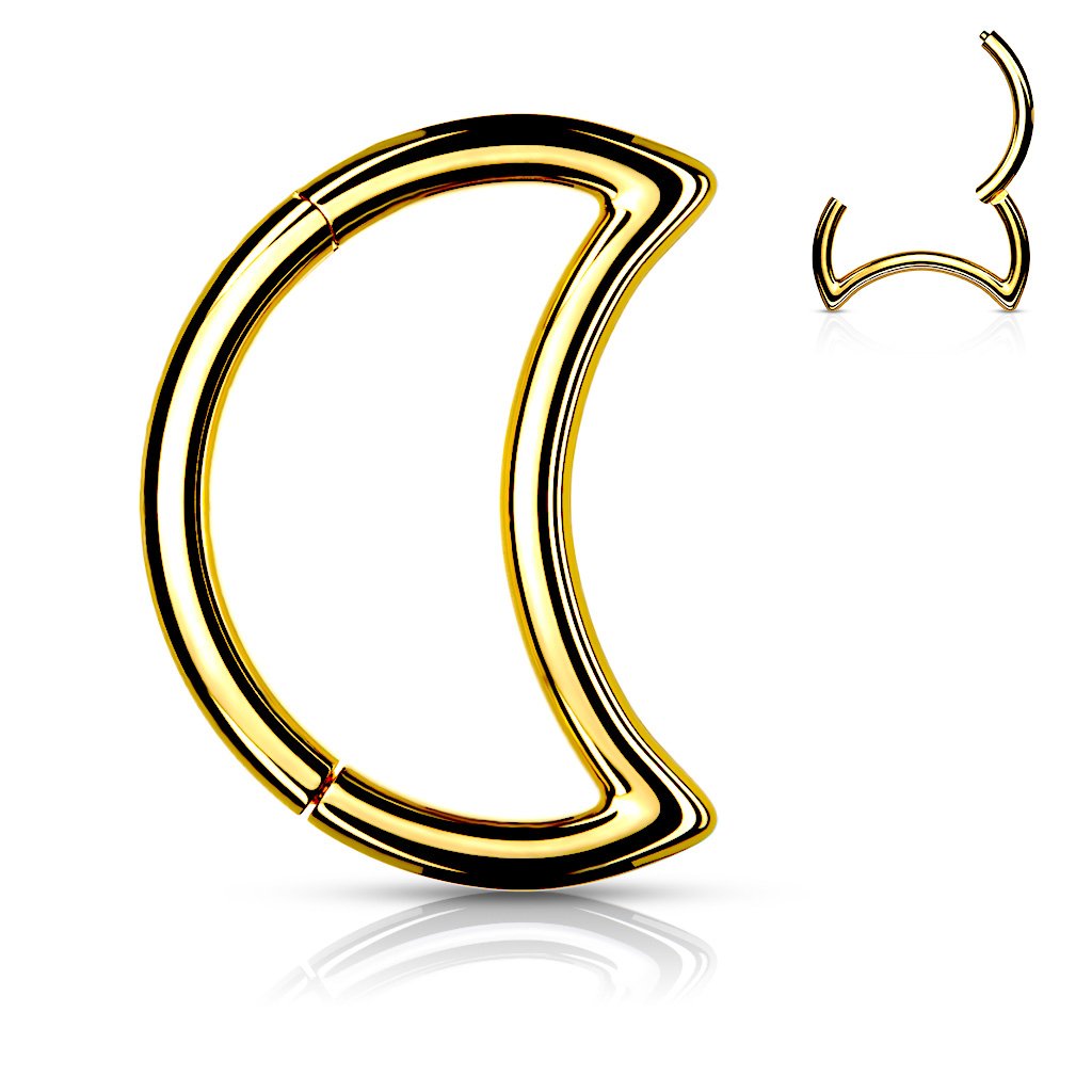 16 Gauge Hinged Crescent Moon Hoop Ring