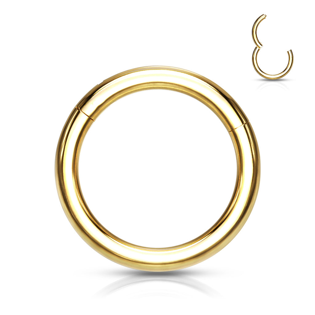 Cherry Diva Hinged Hoop Ring Gold 16 Gauge Titanium Anodized PVD Hinged Hoop Rings