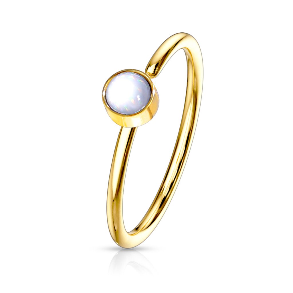 Cherry Diva Bendable Hoop Ring GOLD 20 Gauge Opal Bendable Hoop Ring For Nose & Ear