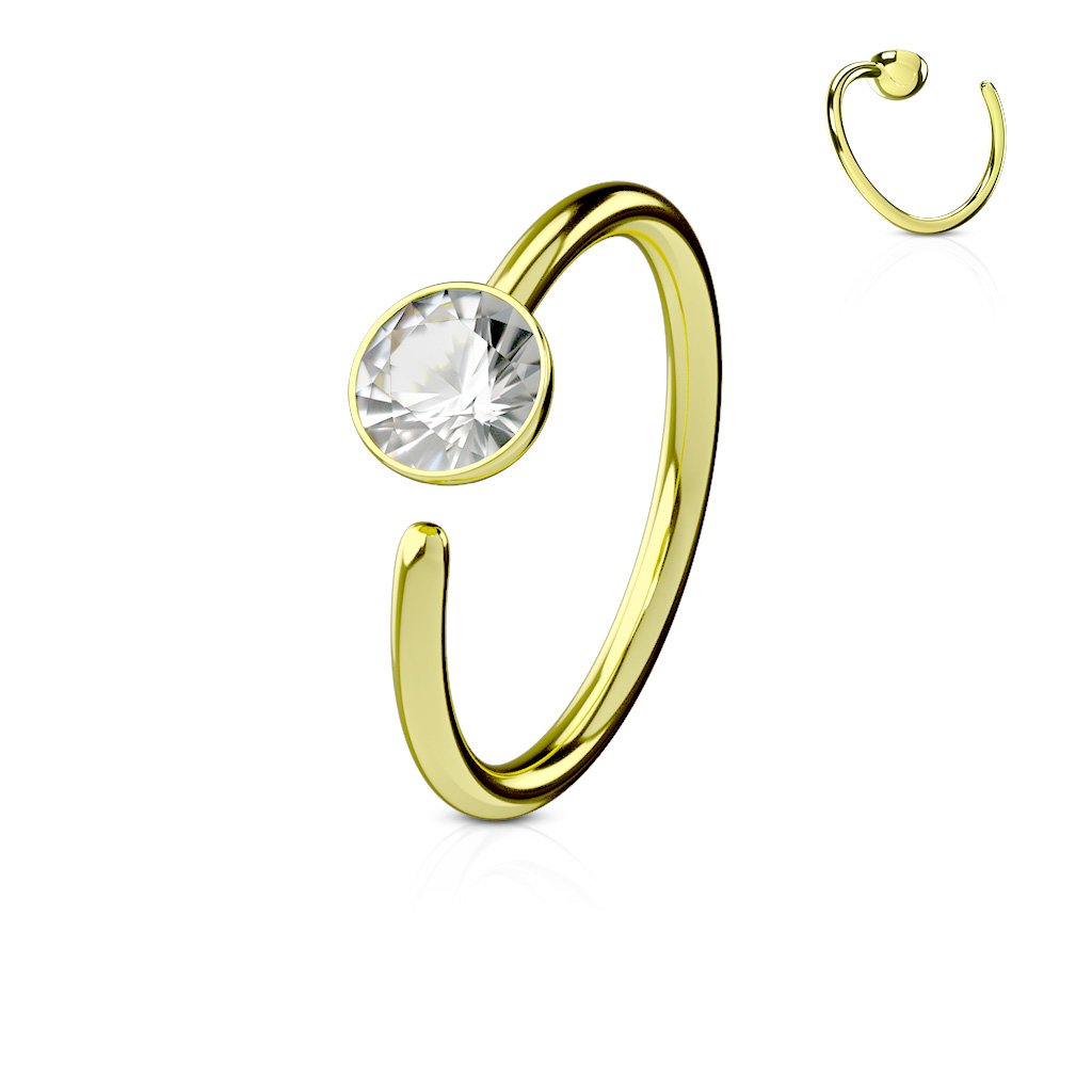 Cherry Diva Bendable Hoop Ring GOLD 20 Gauge Titanium IP Bendable Hoop Ring For Nose & Ear
