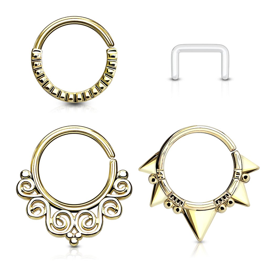 Cherry Diva Bendable Hoop Ring GOLD 3 Pack 16 Gauge Bendable Cut Hoop Rings