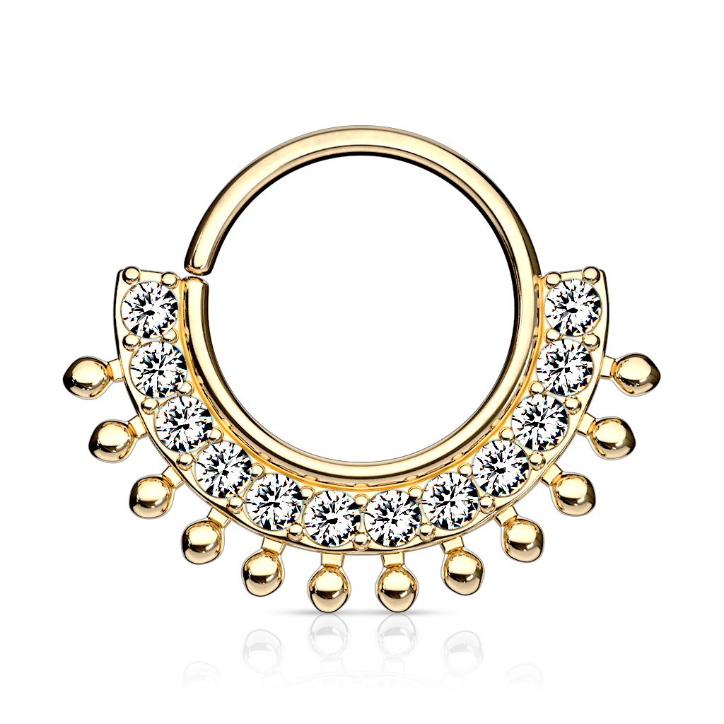 Cherry Diva Bendable Hoop Ring GOLD 16 Gauge Crystal Fan Bendable Hoop Ring for Nose & Ear