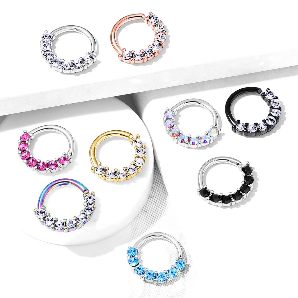 Cherry Diva Bendable Hoop Ring 16 Gauge Half Crystal Bendable Cut Hoop Ring
