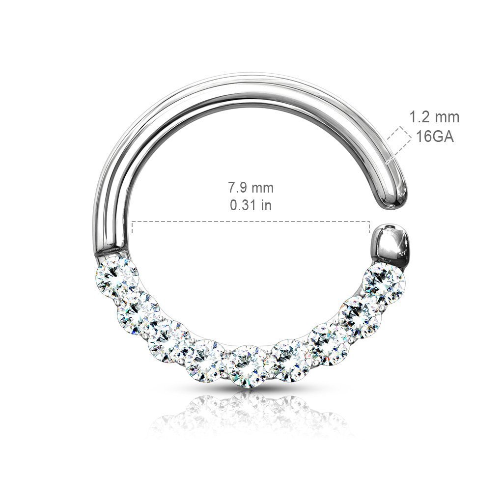 Half Crystal Hoop Ring
