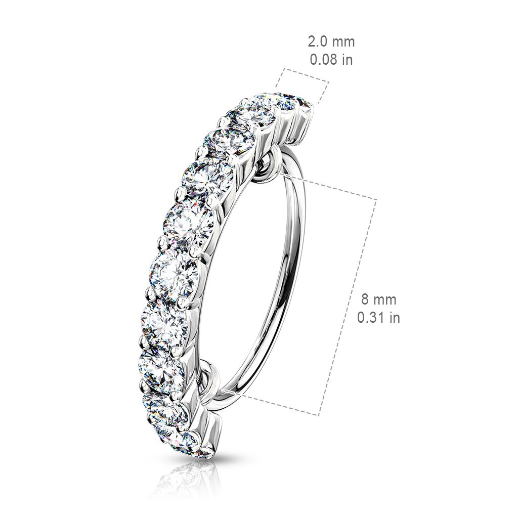 Cherry Diva Bendable Hoop Ring 20 Gauge Half Crystal Row Jewelled Hoop Ring For Nose & Ear