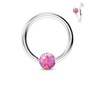 Cherry Diva Hoop Ring PINK 16 Gauge Bendable Cut Ring With Opal Ball End