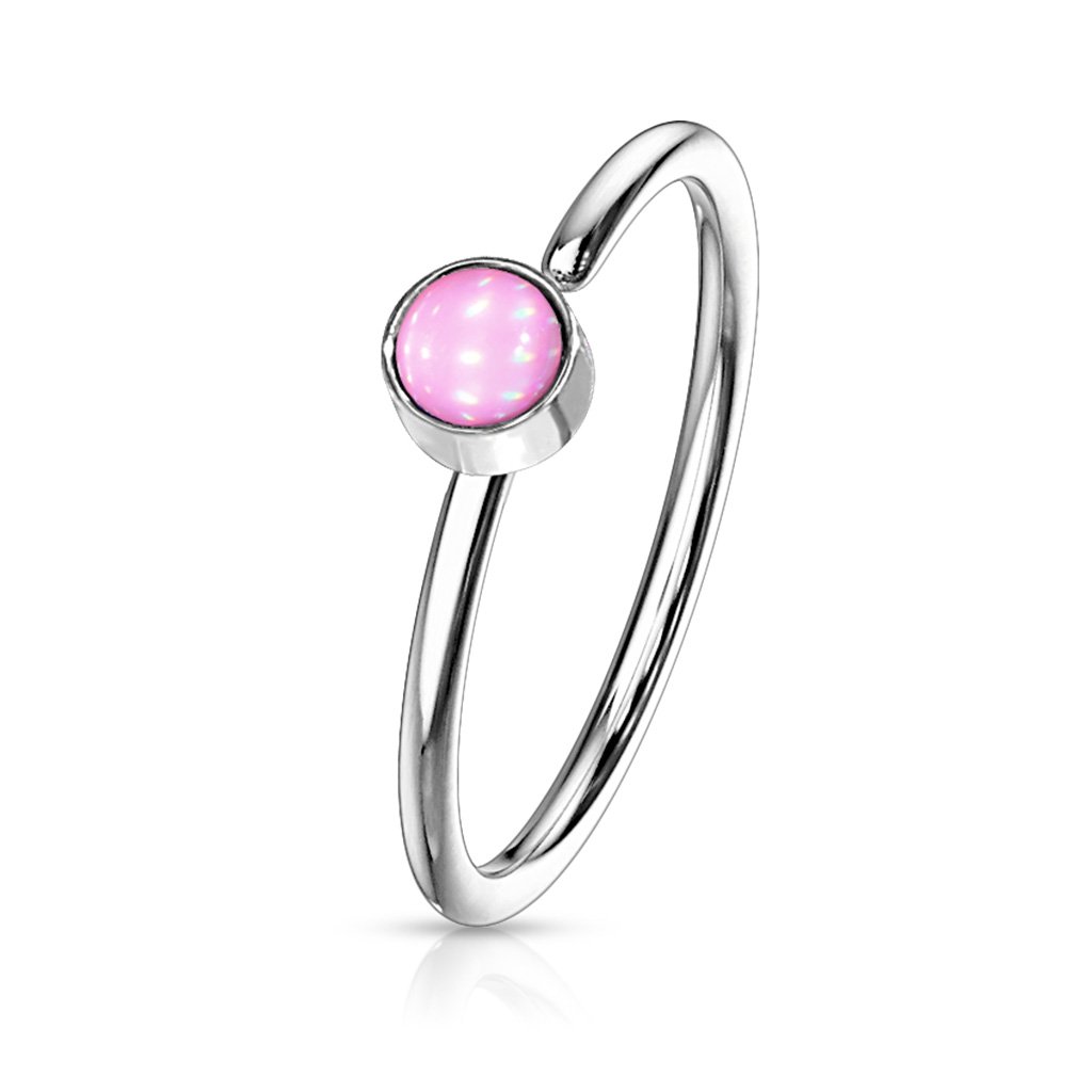 Cherry Diva Bendable Hoop Ring PINK 20 Gauge Opal Bendable Hoop Ring For Nose & Ear