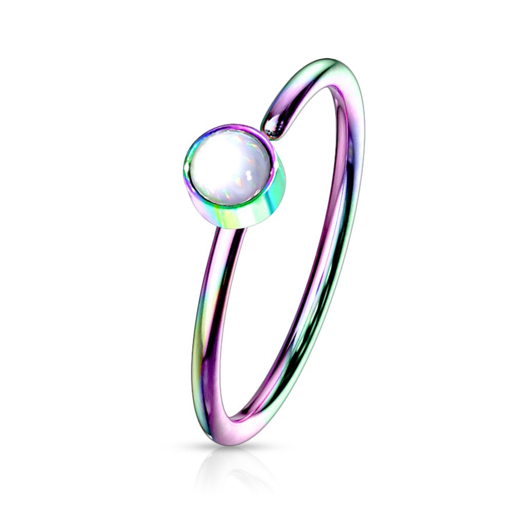 Cherry Diva Bendable Hoop Ring RAINBOW 20 Gauge Opal Bendable Hoop Ring For Nose & Ear
