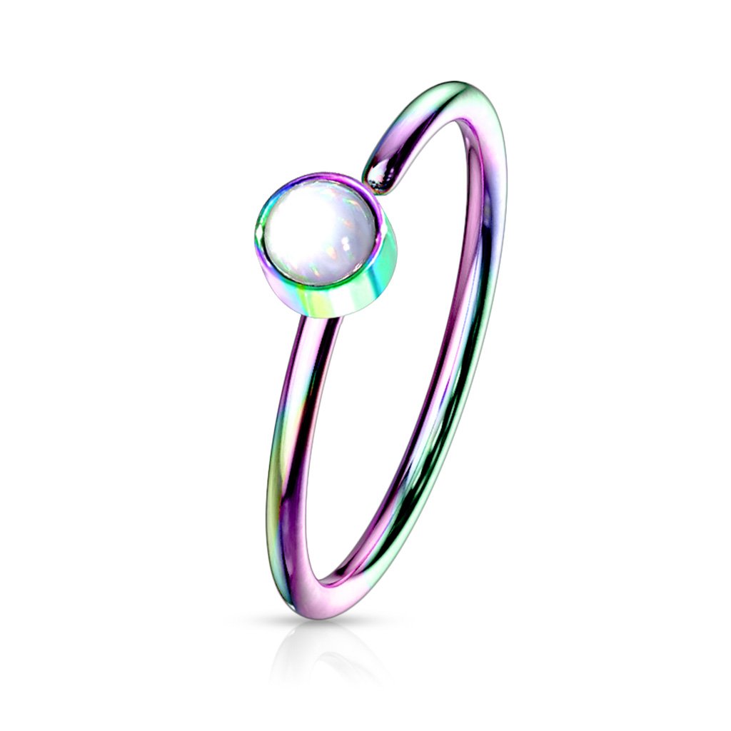 20 Gauge Opal Bendable Hoop Ring for Nose & Ear