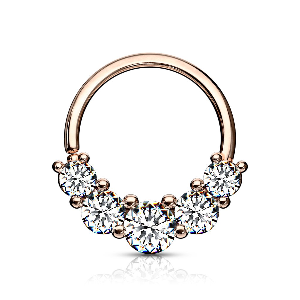 Cherry Diva Bendable Hoop Ring ROSE GOLD 16 Gauge Chunky Half Crystal Cut Hoop Ring