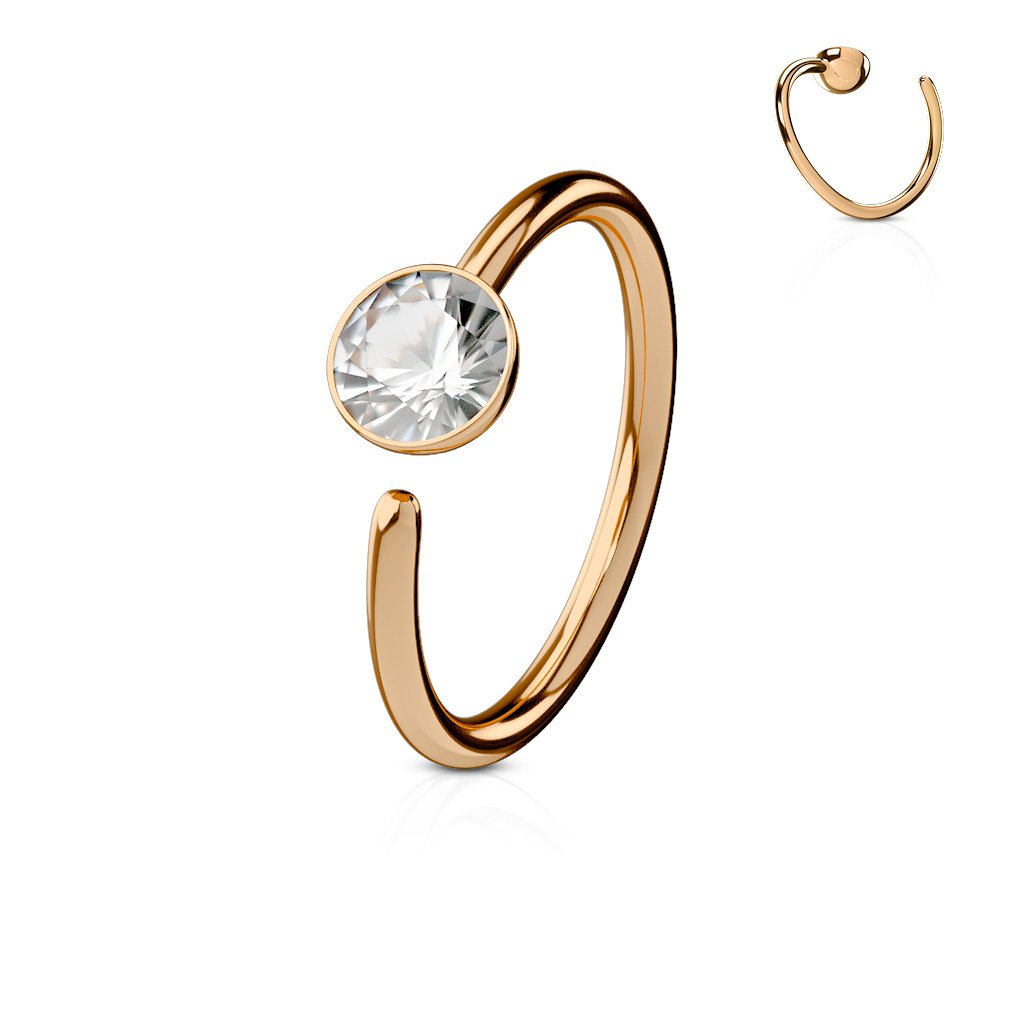 Cherry Diva Bendable Hoop Ring ROSE GOLD 20 Gauge Titanium IP Bendable Hoop Ring For Nose & Ear