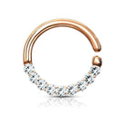 Cherry Diva Hoop Ring Rose Gold 16 Gauge Half Crystal Hoop Ring For Nose & Ear