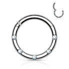 Cherry Diva Hoop Ring SILVER 16 Gauge Hinged Crystal Hoop Ring