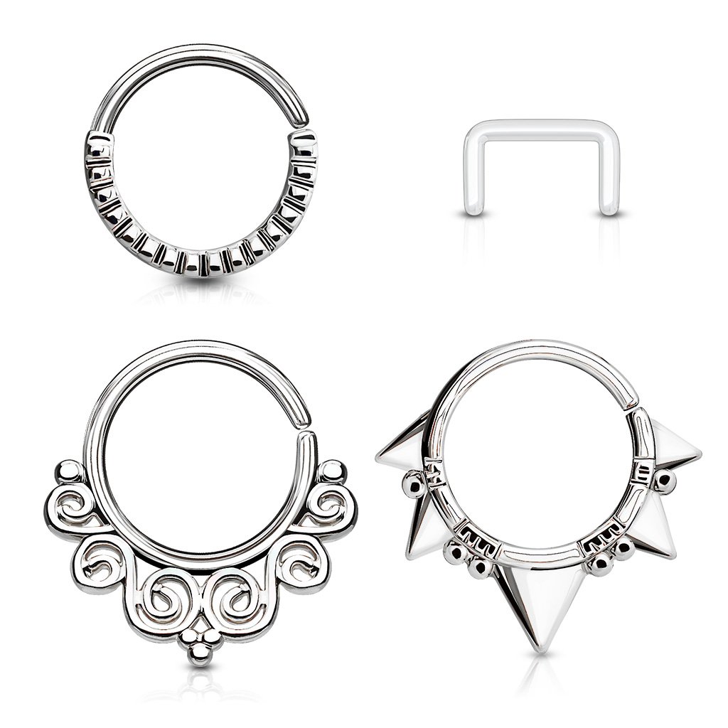 Cherry Diva Bendable Hoop Ring SILVER 3 Pack 16 Gauge Bendable Cut Hoop Rings