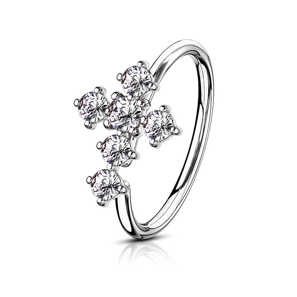 Crystal Cross Hoop Ring For Nose & Ear Cartilage