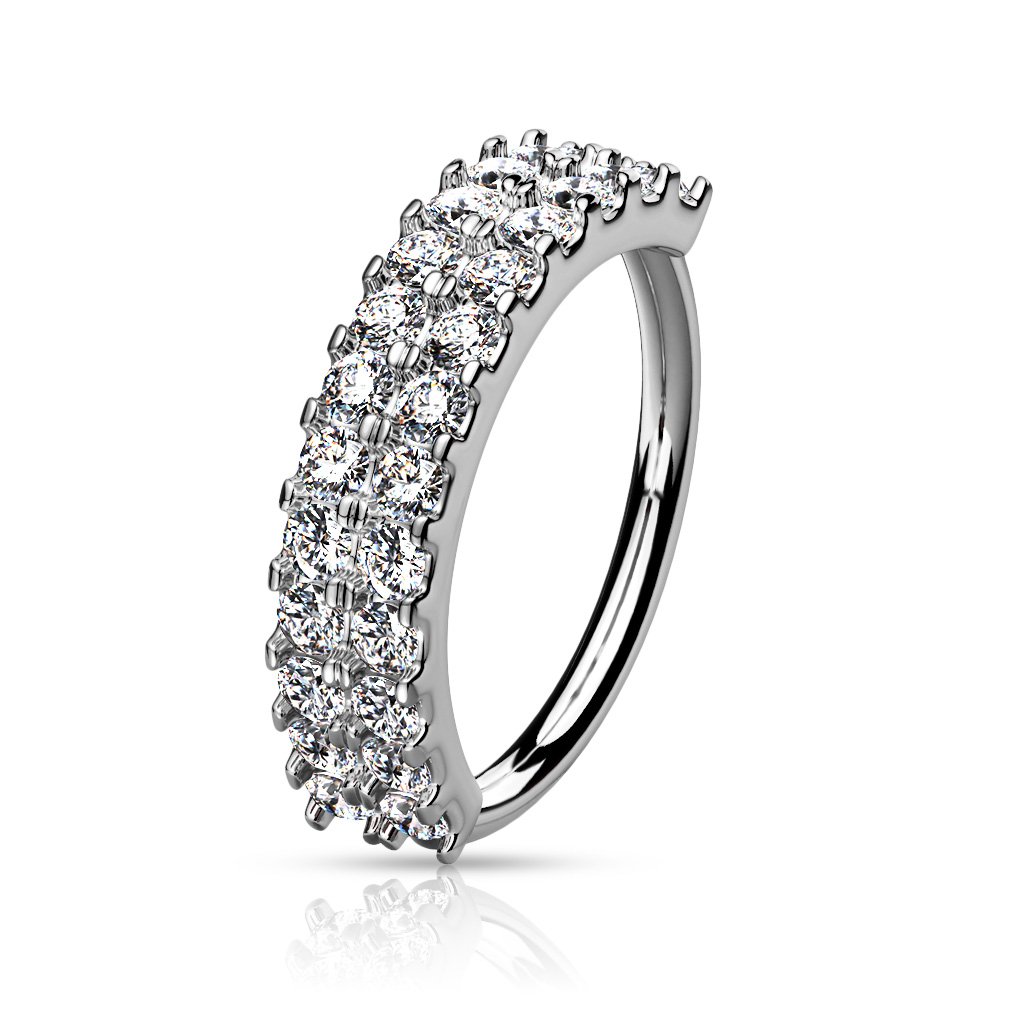 Cherry Diva Bendable Hoop Ring SILVER 20 Gauge Double Jewelled Hoop Ring For Nose & Ear