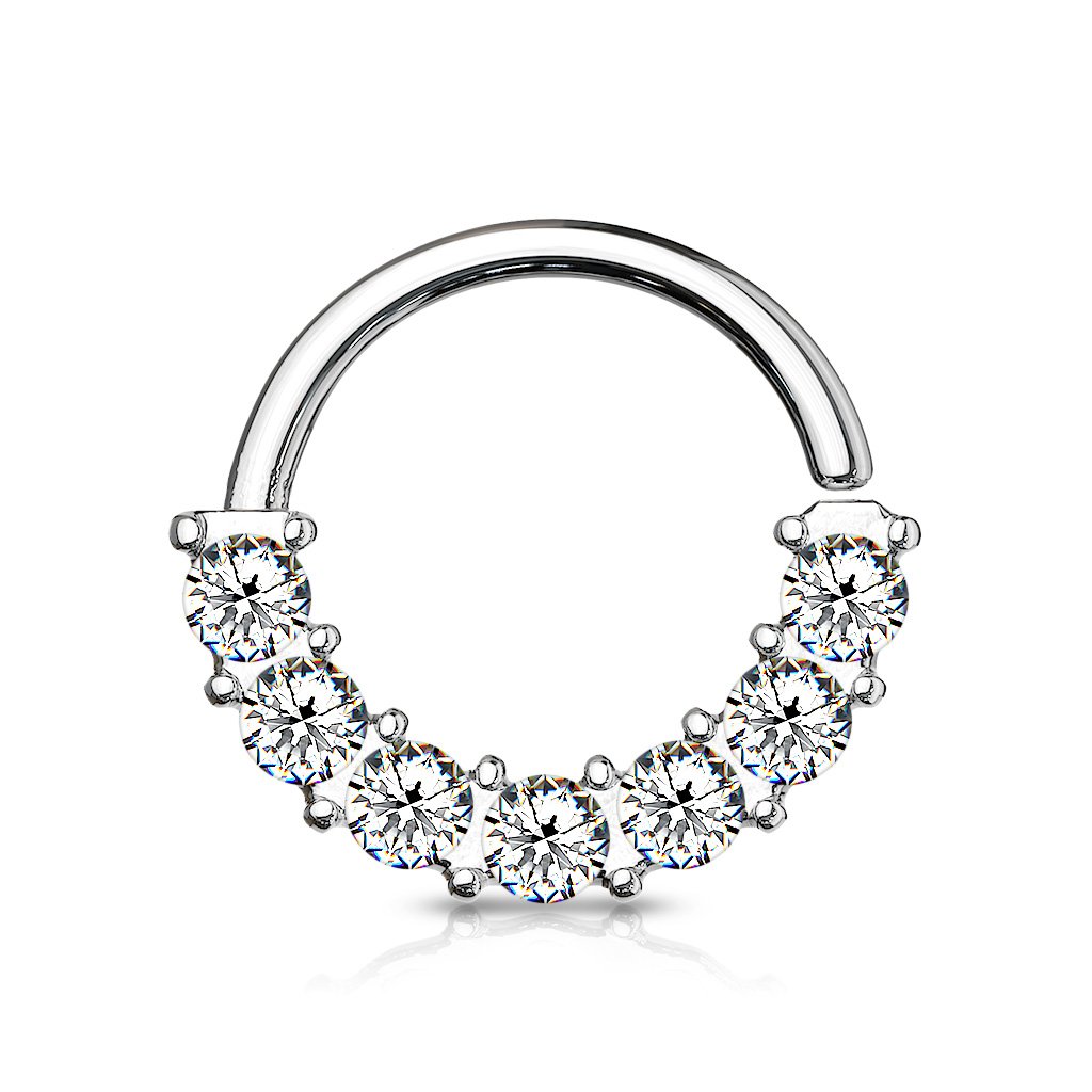 Cherry Diva Bendable Hoop Ring Silver / Clear Crystal 16 Gauge Half Crystal Bendable Cut Hoop Ring
