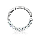 Cherry Diva Hoop Ring Silver 16 Gauge Half Crystal Hoop Ring For Nose & Ear