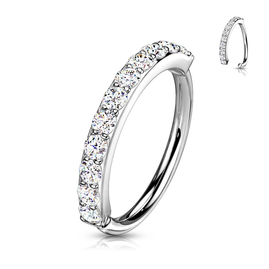 Cherry Diva Bendable Hoop Ring Silver - 10MM 20 Gauge Single Row Crystal Hoop Ring For Nose & Ear