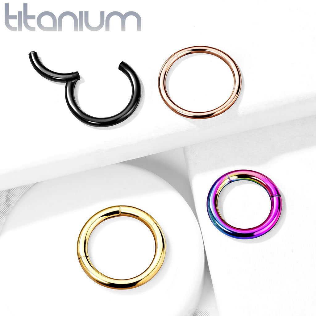 Titanium Anodized PVD Hinged Hoop Rings