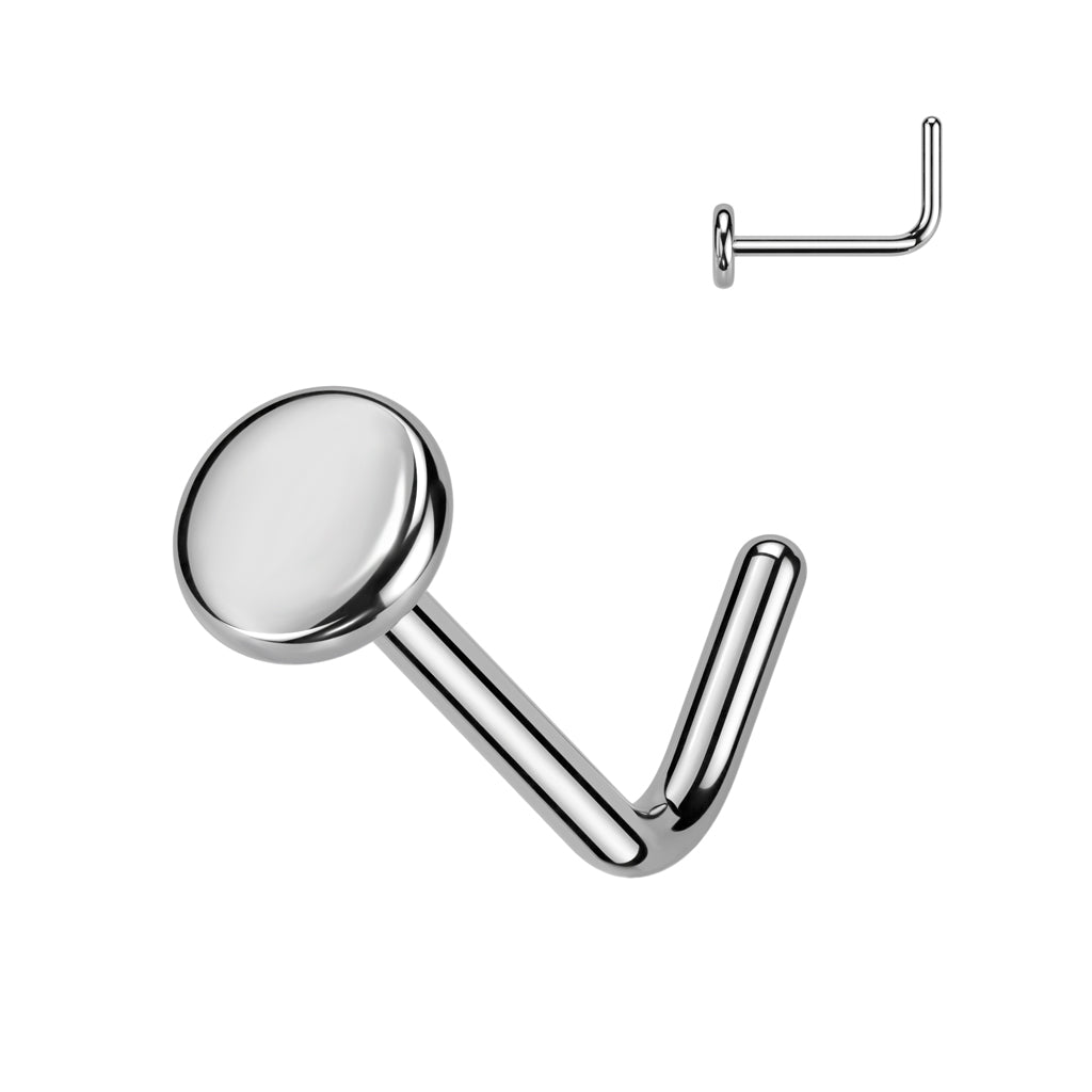 Cherry Diva L Bend Nose Stud SILVER 20 Gauge Titanium Flat Top L-Bend Nose Stud