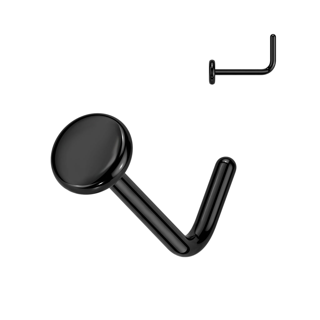 Cherry Diva L Bend Nose Stud BLACK 20 Gauge Titanium Flat Top L-Bend Nose Stud