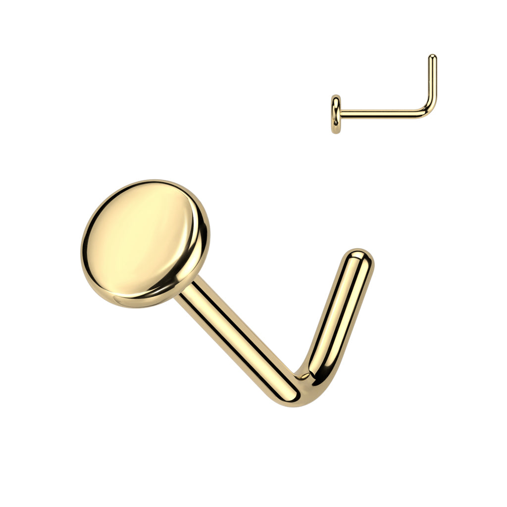 Cherry Diva L Bend Nose Stud GOLD 20 Gauge Titanium Flat Top L-Bend Nose Stud