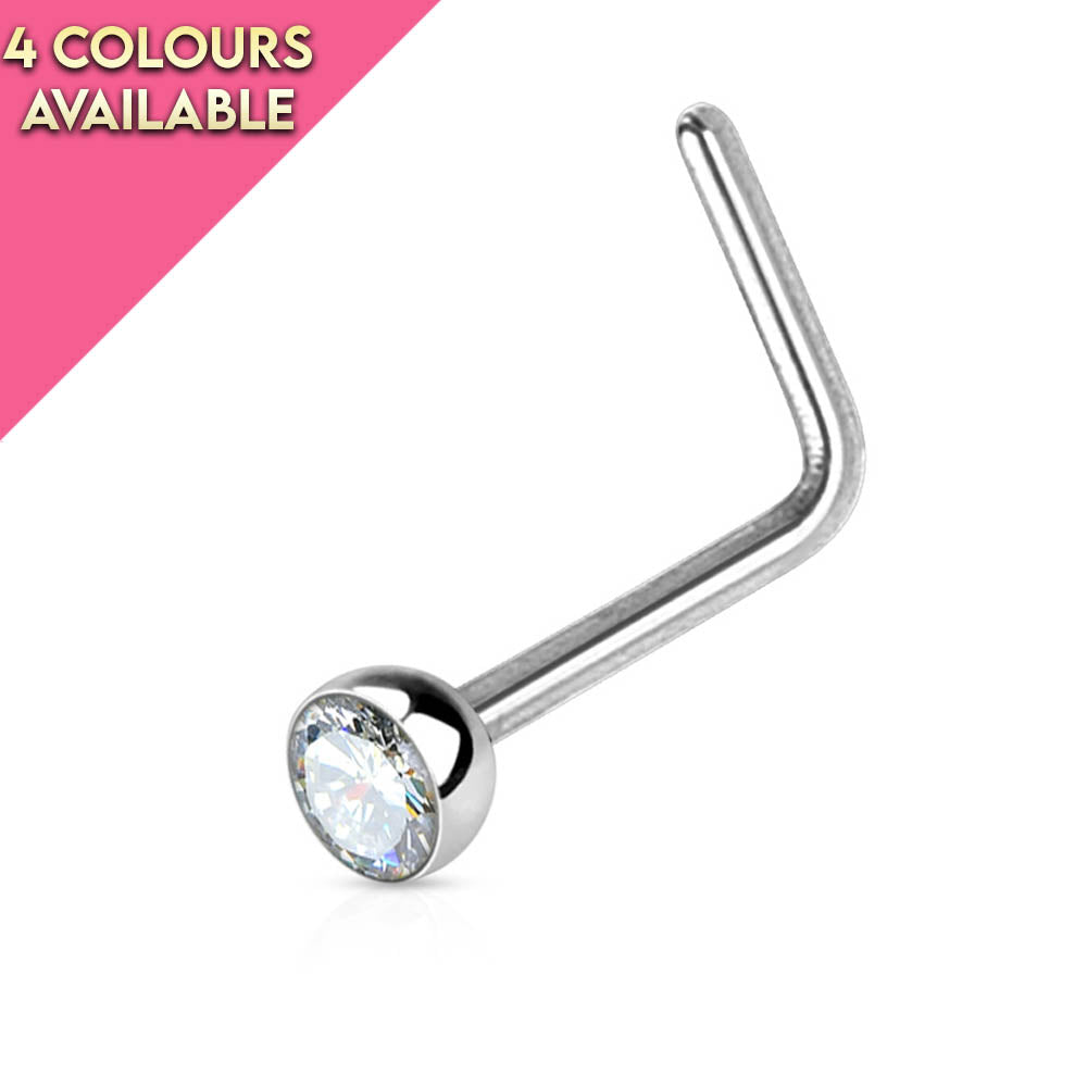 Crystal Bell End L Bend Nose Stud