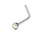 Cherry Diva L Bend Nose Stud AURORA 20 Gauge Crystal End L Bend Nose Stud