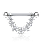 Cherry Diva Nipple Ring 14 Gauge Crystal Flower Barbell Nipple Bar