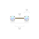 14 Gauge Prong Set Opal Barbell Nipple Ring