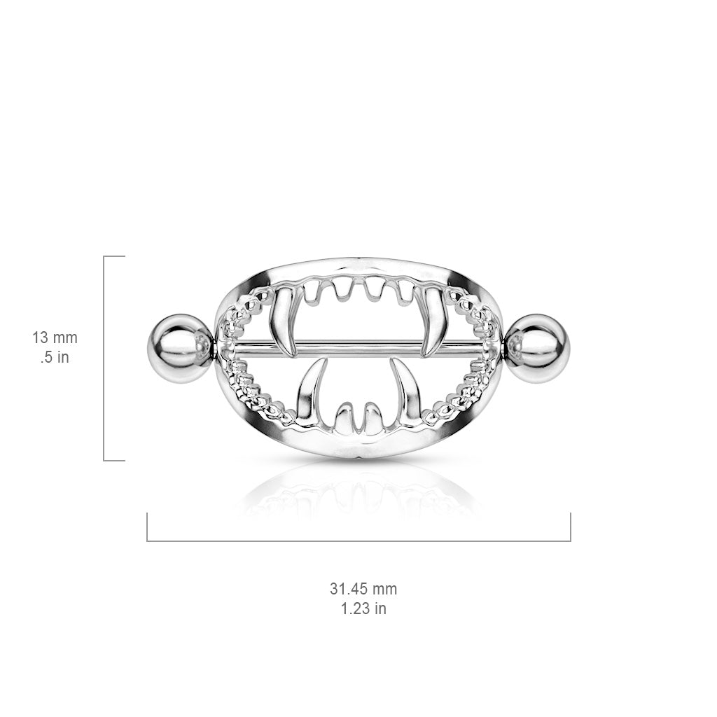 14 Gauge Silver Fangs Nipple Shield