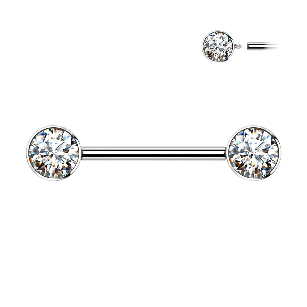 Garderobe geld Begrafenis 14 Gauge Internally Threaded Titanium Double Gem Nipple Ring - Cherry Diva Garderobe geld Begrafenis 14 Gauge Internally Threaded Titanium Double Gem Nipple Ring - Cherry Diva