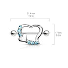 Cherry Diva Nipple Ring 14 Gauge Pair Of Crystal Heart Nipple Shields